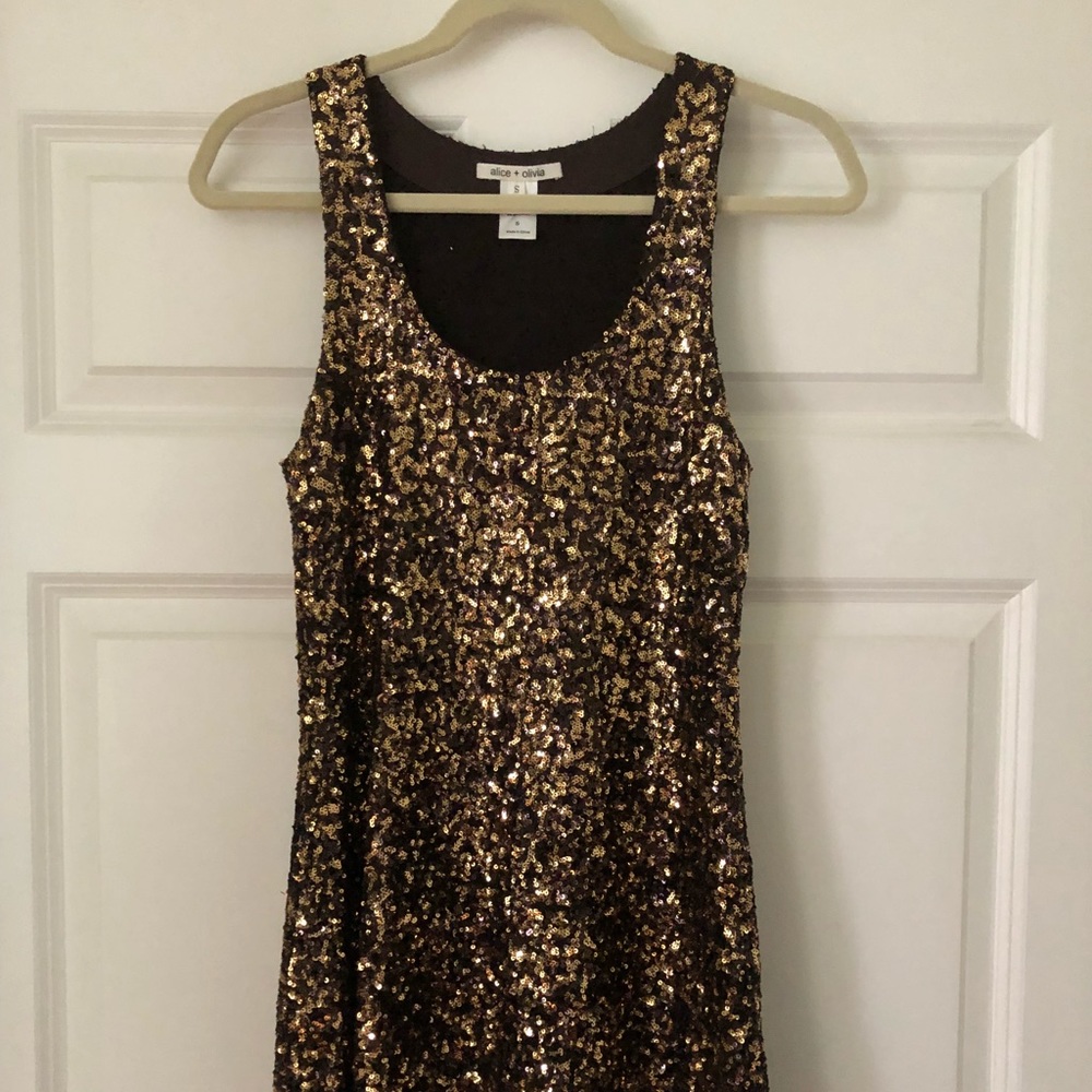 Alice + Olivia Golden Sparkle Tank Dress